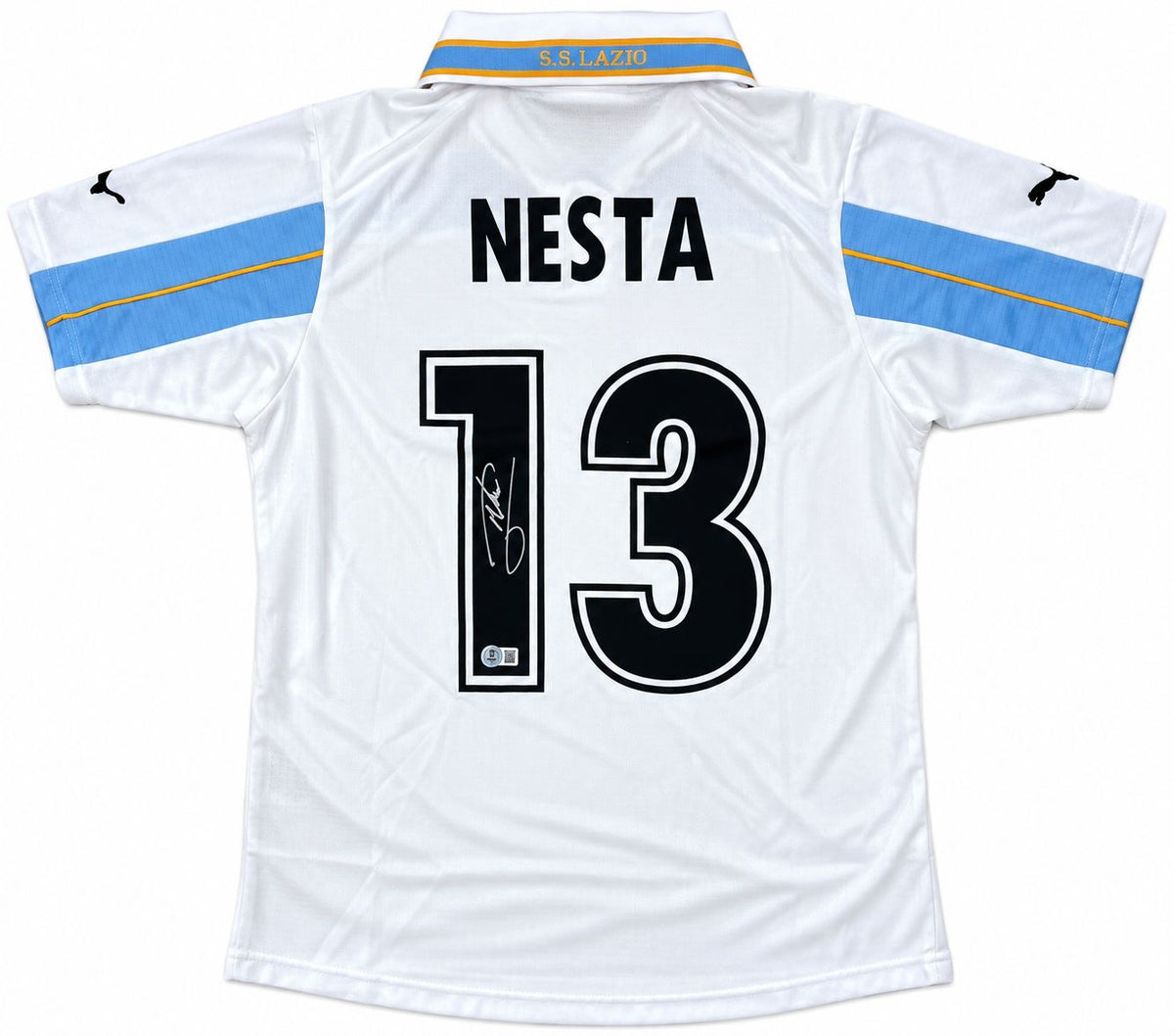 Alessandro Nesta Signed Lazio White Puma Soccer Jersey BAS