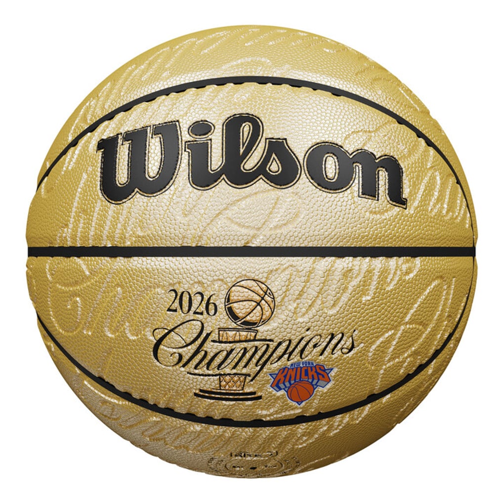 New York Knicks 2026 NBA Finals Champions Wilson Gold Embossed Basketball Fanatics