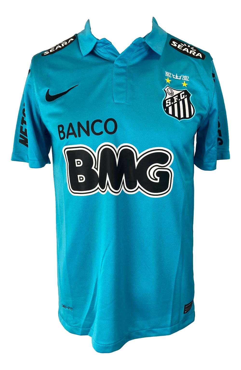 Neymar Jr Signed Santos FC Blue Nike Soccer Jersey BAS