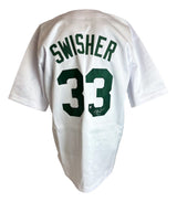 Nick Swisher Oakland Signed White Baseball Jersey Sports Integrity