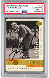 Jack Nicklaus Signed 2001 Upper Deck Golf #110 Trading Card PSA/DNA Auto 8