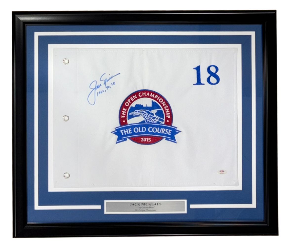 Jack Nicklaus Signed Framed 2015 Open Championship Flag w/ Years PSA/DNA AP98451