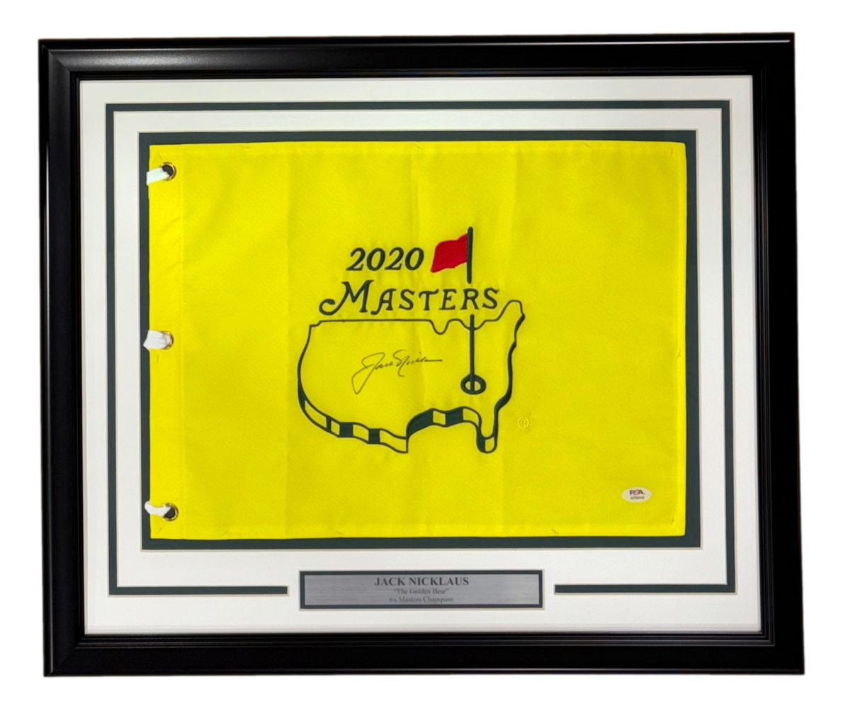 Jack Nicklaus Signed Framed 2020 Masters Golf Flag PSA/DNA AP98448