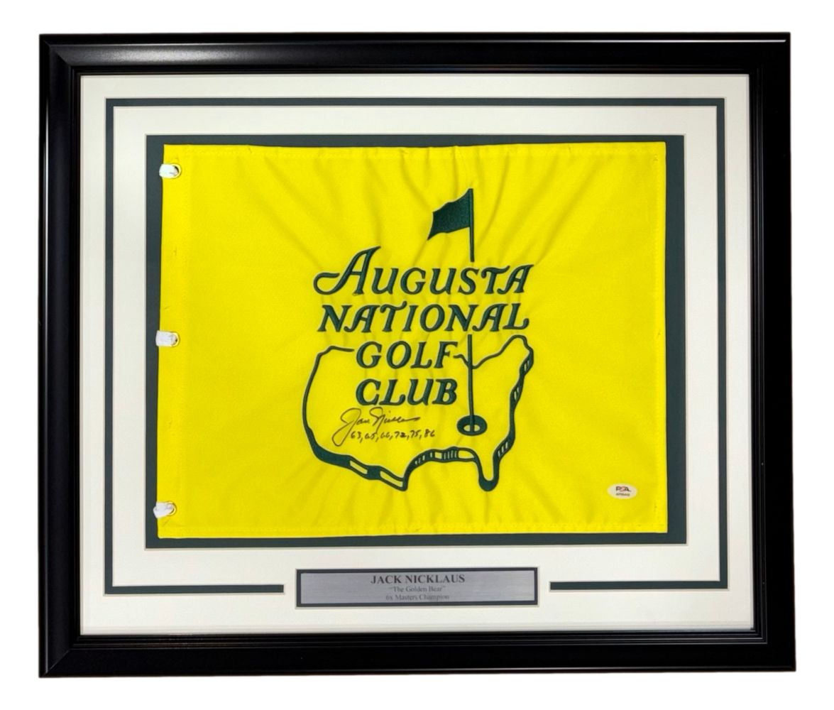 Jack Nicklaus Signed Framed Augusta National Golf Flag w/ Years PSA/DNA AP98449