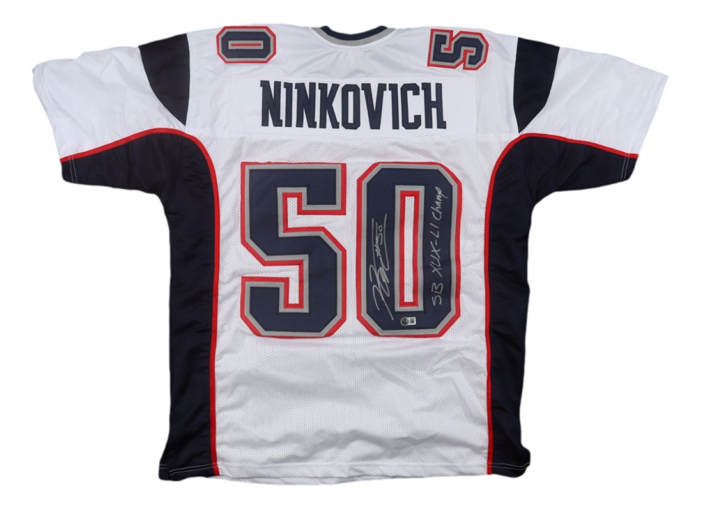 Rob Ninkovich New England Signed White Football Jersey SB XLIX LI Champ BAS