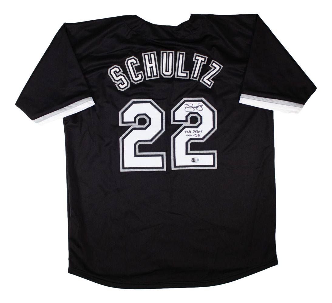 Noah Schultz Chicago Signed Black Baseball Jersey MLB Debut 4-14-26 BAS
