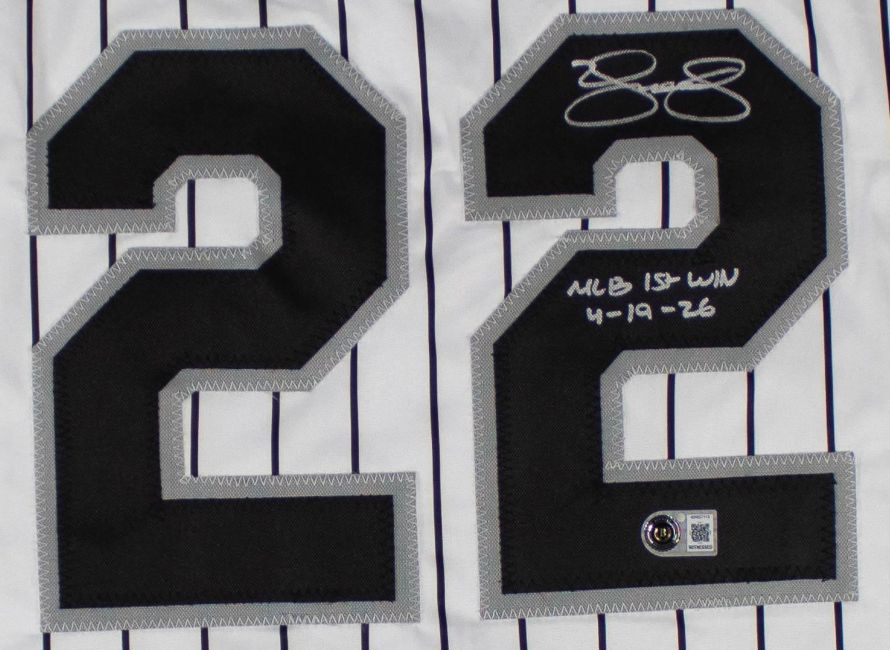 Noah Schultz Chicago Signed White Baseball Jersey MLB Debut 4-14-26 BAS