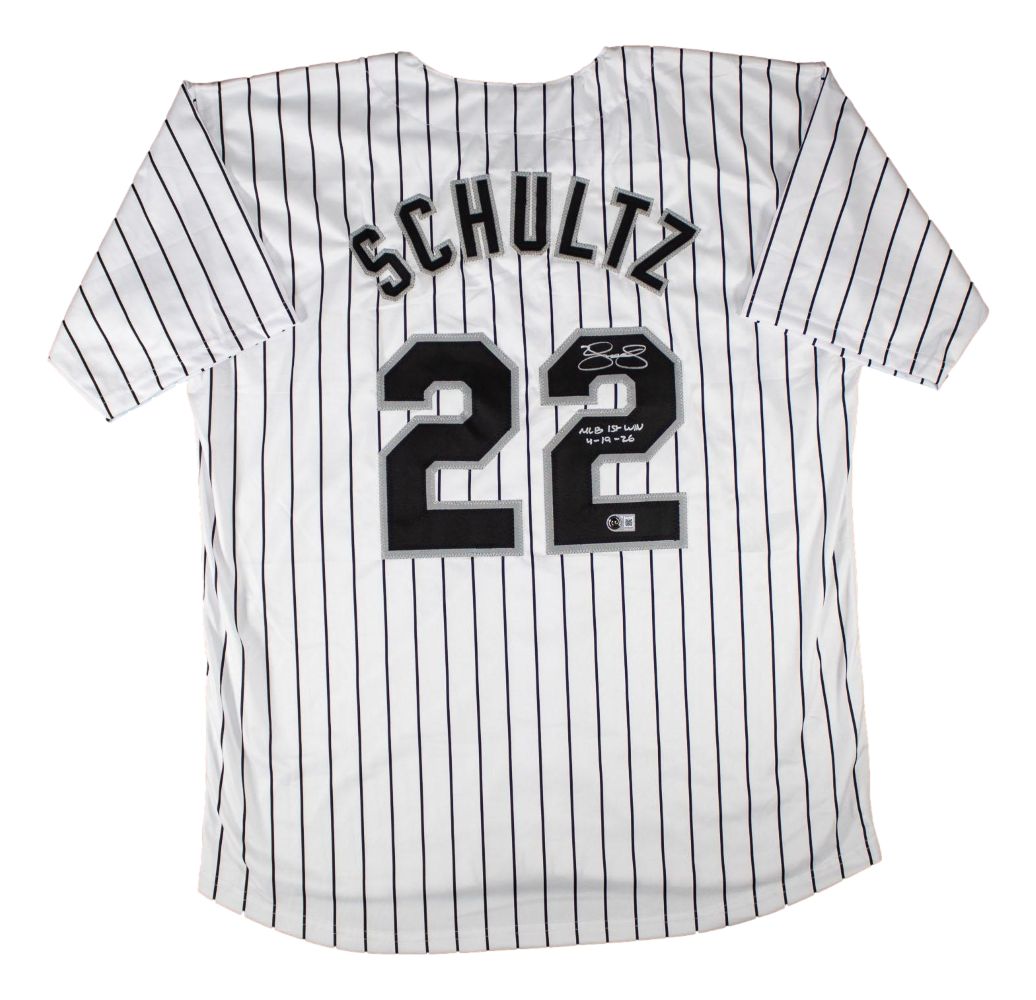 Noah Schultz Chicago Signed White Baseball Jersey MLB Debut 4-14-26 BAS