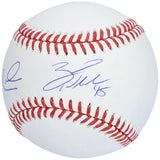 This Sports Integrity baseball features blue marker autographs from Zack Wheeler and Aaron Nola, dual signed on an official MLB ball for the Phillies, available from Fanatics.