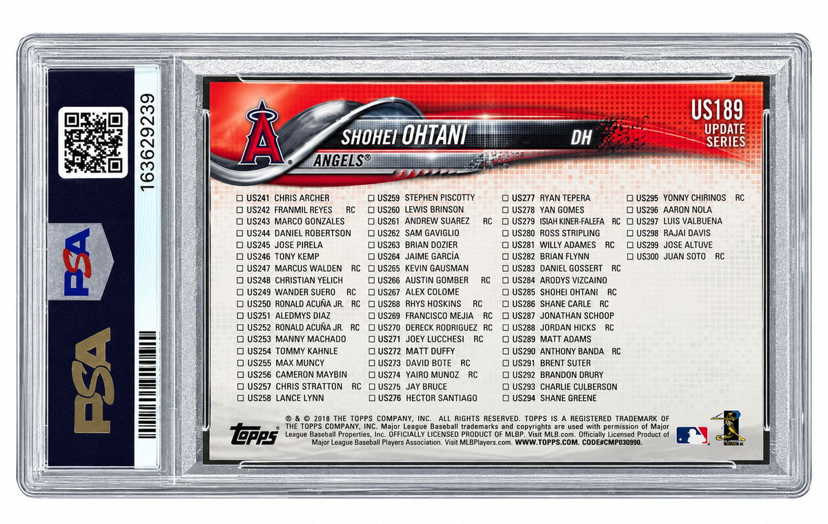 2018 Topps Update #US189 Shohei Ohtani Angels Rookie Card PSA Mint 9