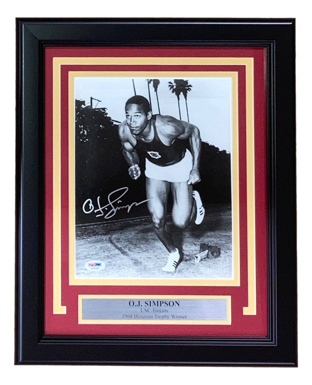 OJ Simpson Signed Framed 8x10 USC Trojans Photo PSA/DNA