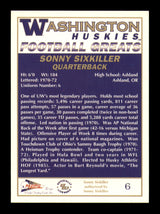 Sonny Sixkiller Autographed 1992 Pacific Card #6 Washington Huskies SKU #251098
