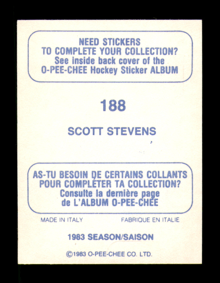 Scott Stevens Autographed 1983-84 O-Pee-Chee Stickers Rookie Card #188 Washington Capitals SKU #251541
