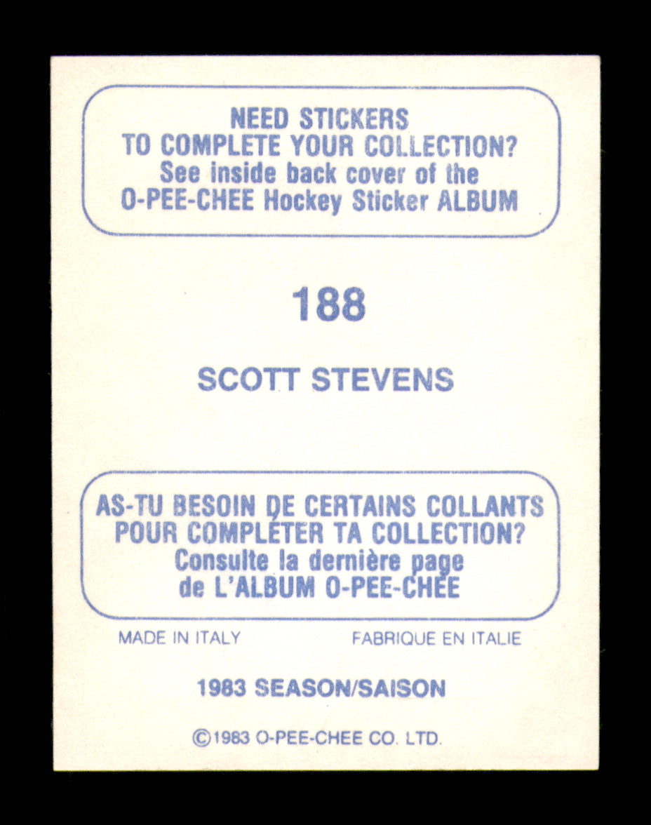 Scott Stevens Autographed 1983-84 O-Pee-Chee Stickers Rookie Card #188 Washington Capitals SKU #251542
