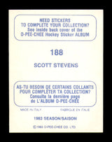 Scott Stevens Autographed 1983-84 O-Pee-Chee Stickers Rookie Card #188 Washington Capitals SKU #251542