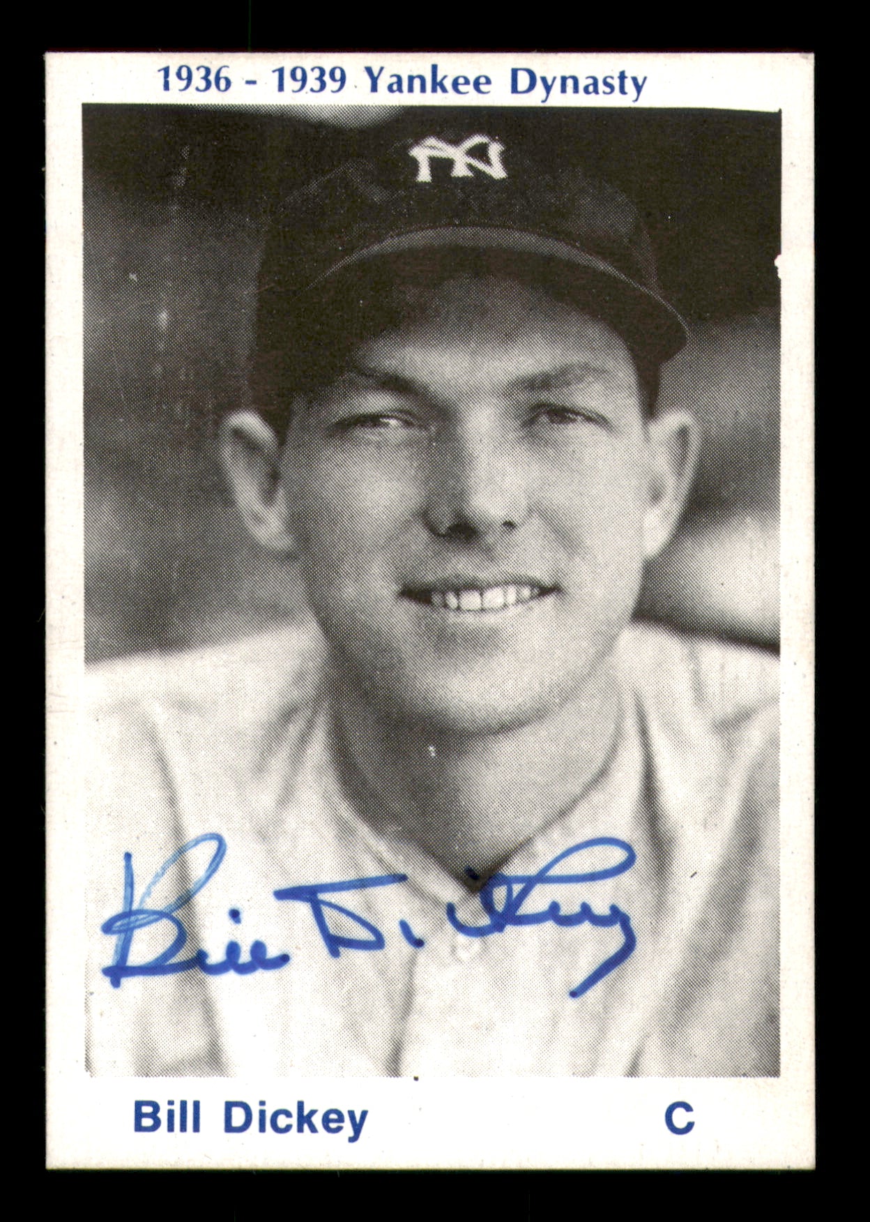Bill Dickey Autographed 1974 TCMA 1936-39 Yankee Dynasty Card New York Yankees SKU #251871
