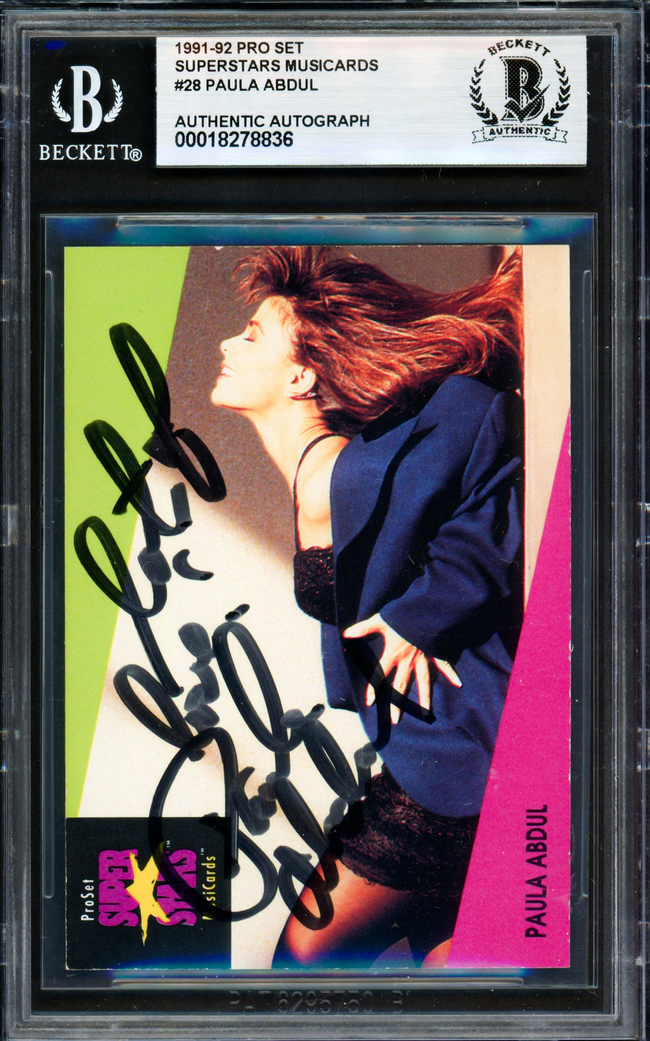Paula Abdul Autographed 1991 Pro Set Card #28 "Lot of Love" Beckett BAS #18278836