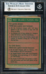Ernie Banks Autographed 1975 Topps Card #196 Chicago Cubs Beckett BAS #18278846