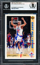 Charles Barkley Autographed 1991-92 Upper Deck Card #70 Philadelphia 76ers Beckett BAS #18278857