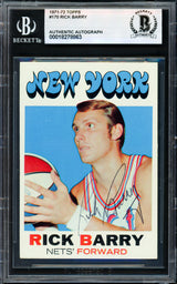 Rick Barry Autographed 1971-72 Topps Rookie Card #170 New York Nets Beckett BAS #18278863