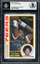 Julius Dr. J Erving Autographed 1978-79 Topps Card #130 Philadelphia 76ers #1045/1978 Beckett BAS #18278966