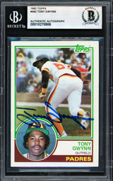 Tony Gwynn Autographed 1983 Topps Rookie Card #482 San Diego Padres Beckett BAS #18278986