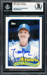 Randy Johnson Autographed 1989 Topps Traded Rookie Card #57T Seattle Mariners Beckett BAS #18280437
