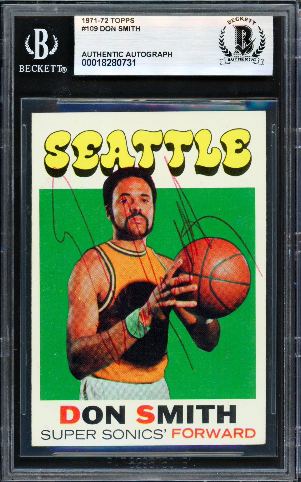 Don Smith Zaid Abdul Aziz Autographed 1971-72 Topps Card #109 Seattle Supersonics Beckett BAS #18280731