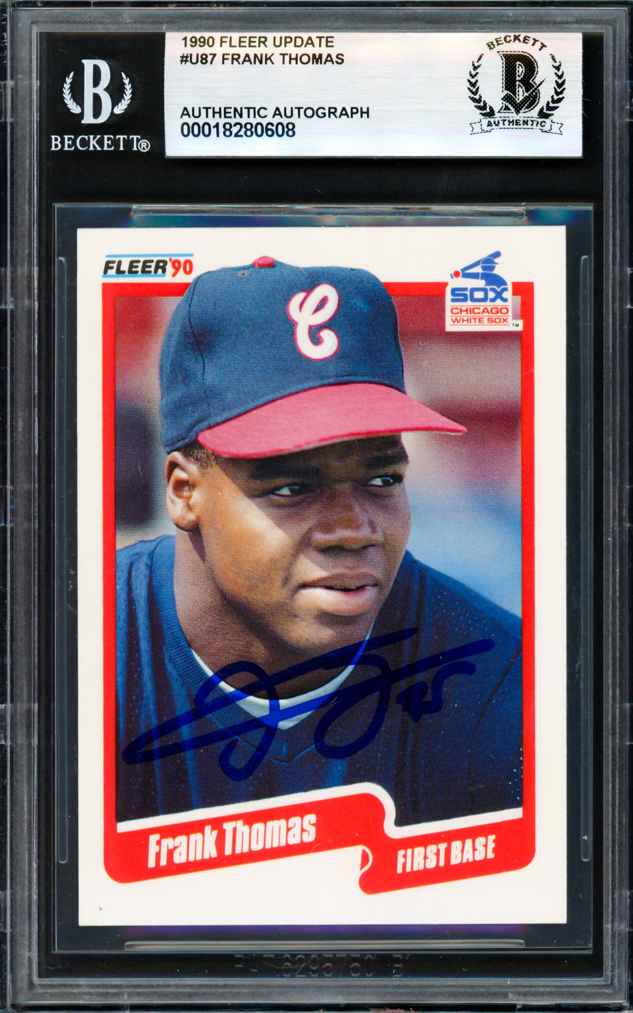 Frank Thomas Autographed 1990 Fleer Update Rookie Card #U-87 Chicago White Sox Beckett BAS #18280608