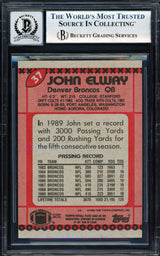 John Elway Autographed 1990 Topps Card #37 Denver Broncos Auto Grade Gem Mint 10 Beckett BAS #18278782