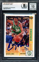 Reggie Lewis Autographed 1991-92 Upper Deck Card #123 Boston Celtics Auto Grade Gem Mint 10 Beckett BAS #18278715