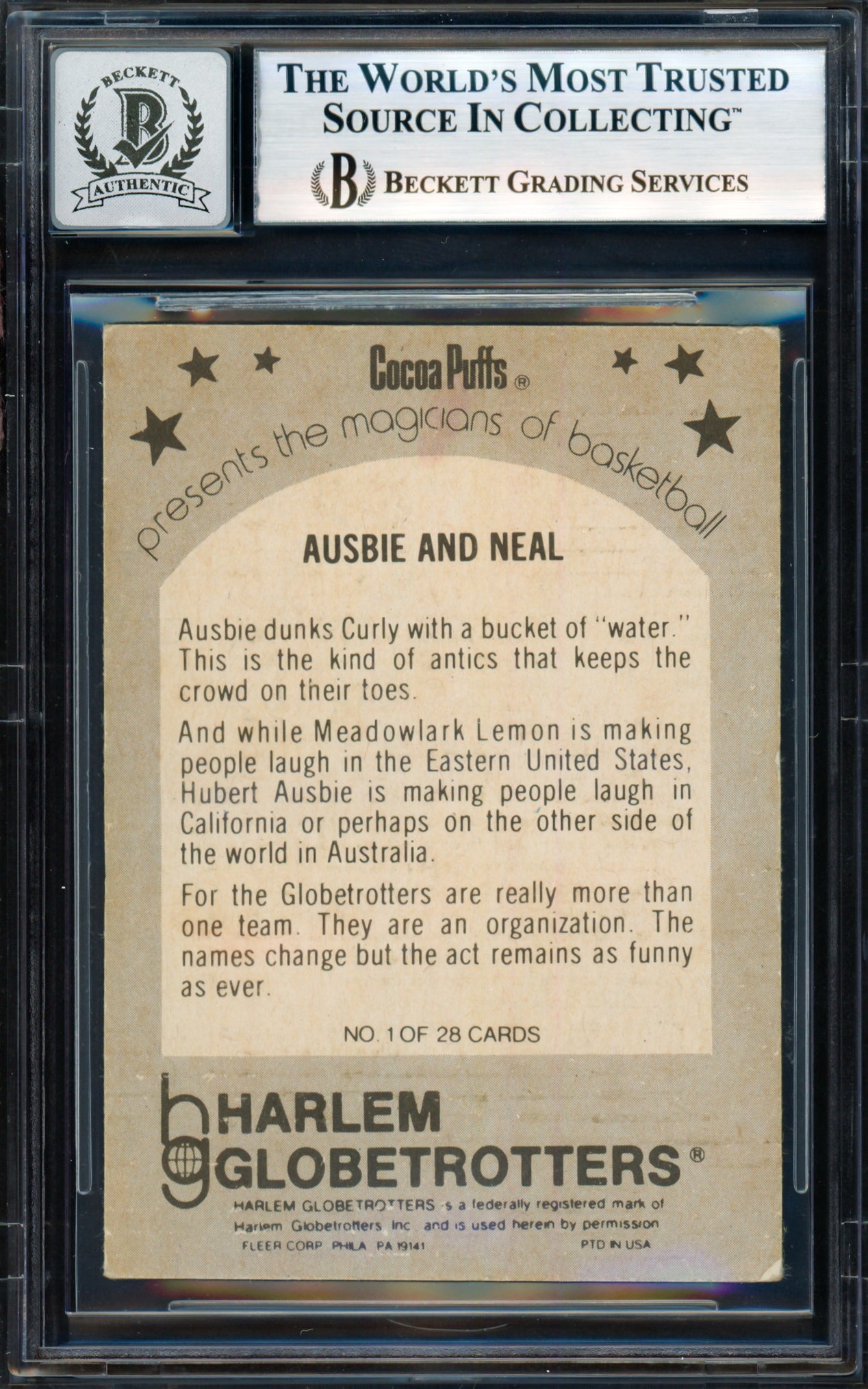 Curly Neal Autographed 1971-72 Fleer Rookie Card #1 Harlem Globetrotters Auto Grade Gem Mint 10 Beckett BAS #18163203