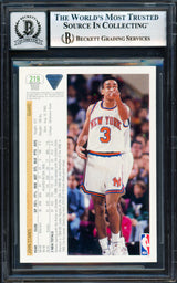 John Starks Autographed 1991-92 Upper Deck Rookie Card #219 New York Knicks Auto Grade Gem Mint 10 Beckett BAS #18163178