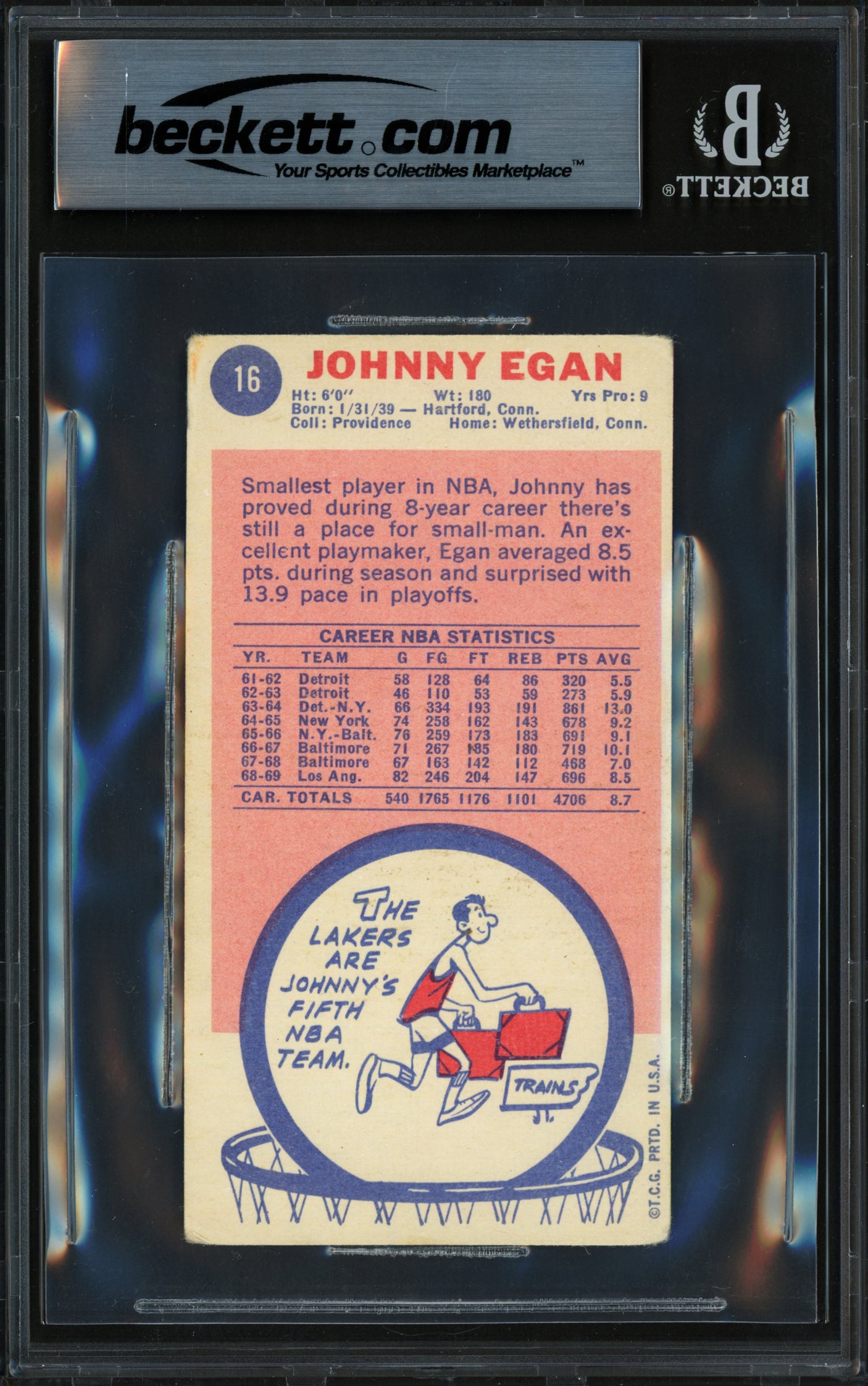 Johnny Egan Autographed 1969-70 Topps Rookie Card #16 Los Angeles Lakers Beckett BAS #18281287