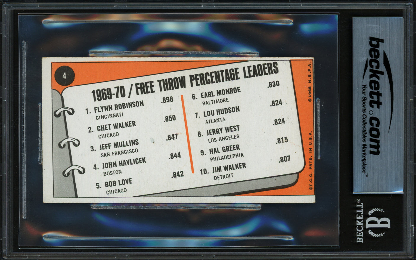 Flynn Robinson, Chet Walker & Jeff Mullins Autographed 1970-71 Topps Card #4 Beckett BAS #18281298