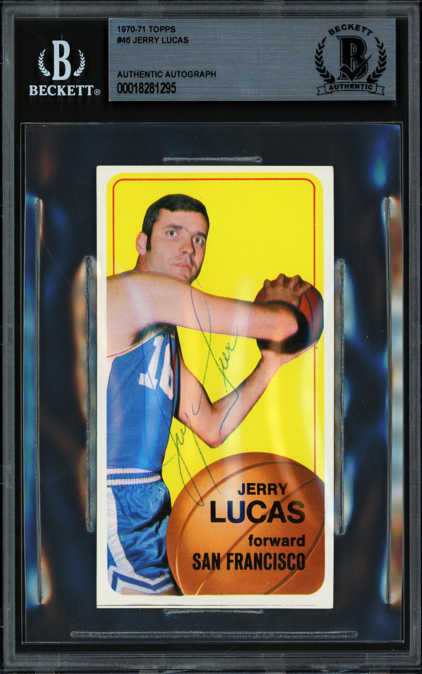 Jerry Lucas Autographed 1970-71 Topps Card #46 San Francisco Warriors Beckett BAS #18281295