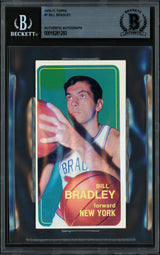 Bill Bradley Autographed 1970-71 Topps Card #7 New York Knicks (Light) Beckett BAS #18281293