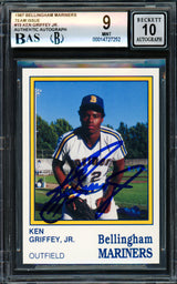 Ken Griffey Jr. Autographed 1987 Bellingham Mariners Rookie Card #15 BGS 9 Auto Grade Gem Mint 10 Beckett BAS #14727252