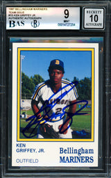 Ken Griffey Jr. Autographed 1987 Bellingham Mariners Rookie Card #15 BGS 9 Auto Grade Gem Mint 10 Beckett BAS #14727254