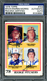 Jack Morris, Mickey Mahler & Larry Andersen Autographed 1978 Topps Rookie Card #703 PSA/DNA #83308991