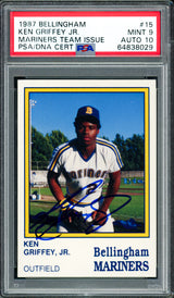 Ken Griffey Jr. Autographed 1987 Bellingham Mariners Rookie Card #15 PSA 9 Auto Grade Gem Mint 10 PSA/DNA #64838033