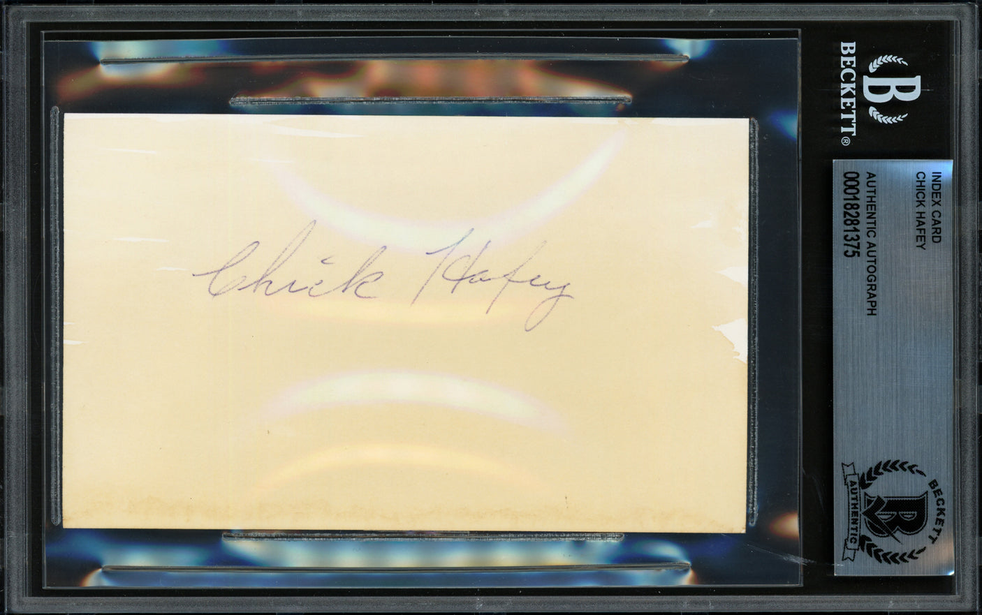 Chick Hafey Autographed 3x5 Index Card St. Louis Cardinals, Cincinnati Reds Beckett BAS #18281375