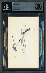 Henry Jordan Autographed 3x5 Index Card Green Bay Packers Beckett BAS #18281368