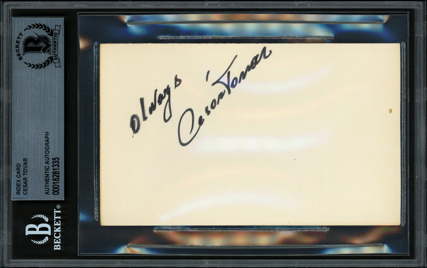 Cesar Tovar Autographed 3x5 Index Card Minnesota Twins Beckett BAS #18281335