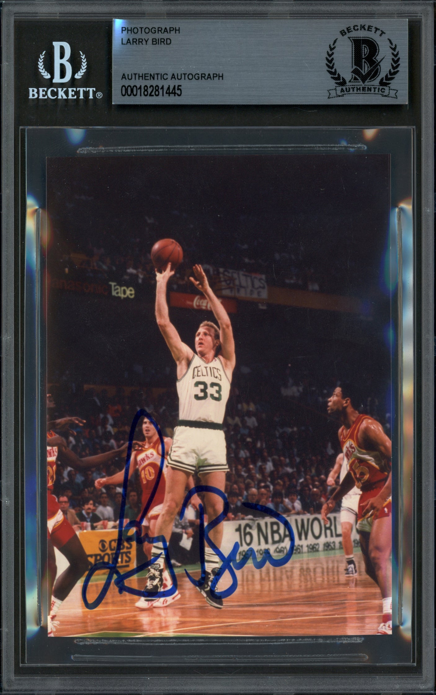 Larry Bird Autographed 3.5x5 Photo Boston Celtics Beckett BAS #18281445