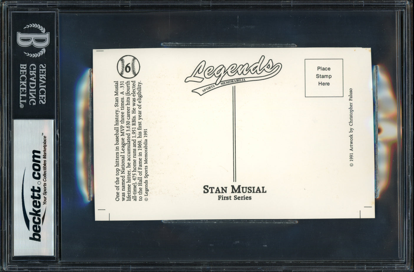 Stan Musial Autographed 4x6 Legends Postcard St. Louis Cardinals Beckett BAS #18281629