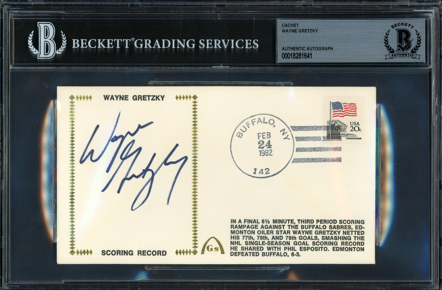 Wayne Gretzky Autographed 1982 First Day Cover Edmonton Oilers Beckett BAS #18281641