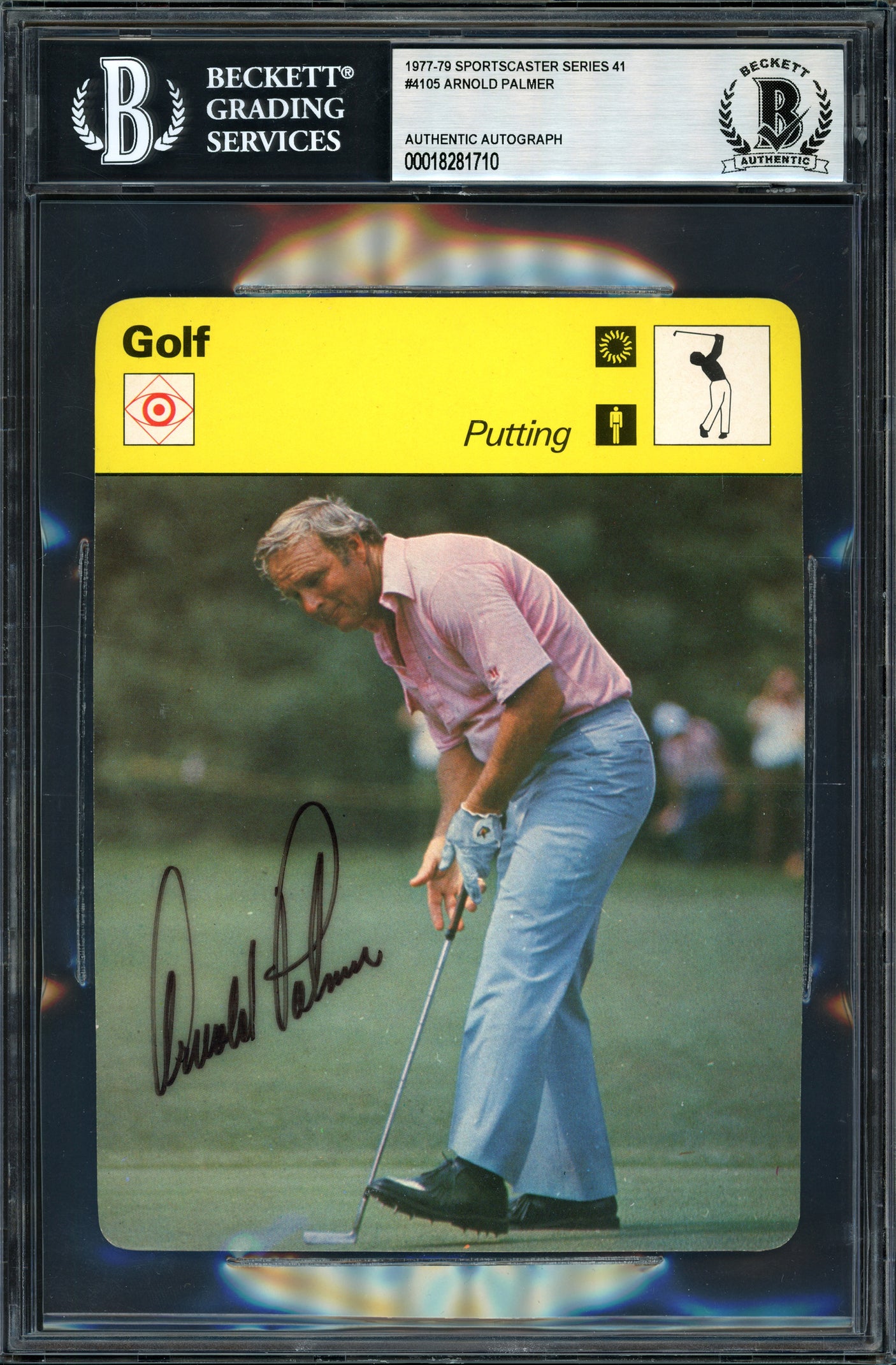 Arnold Palmer Autographed 1978 Sportscaster Card #41-05 Beckett BAS #18281710
