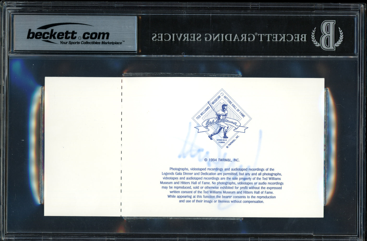 George Brett Autographed 3.5x7 Ted Williams Museum Ticket Kansas City Royals Beckett BAS #18281772