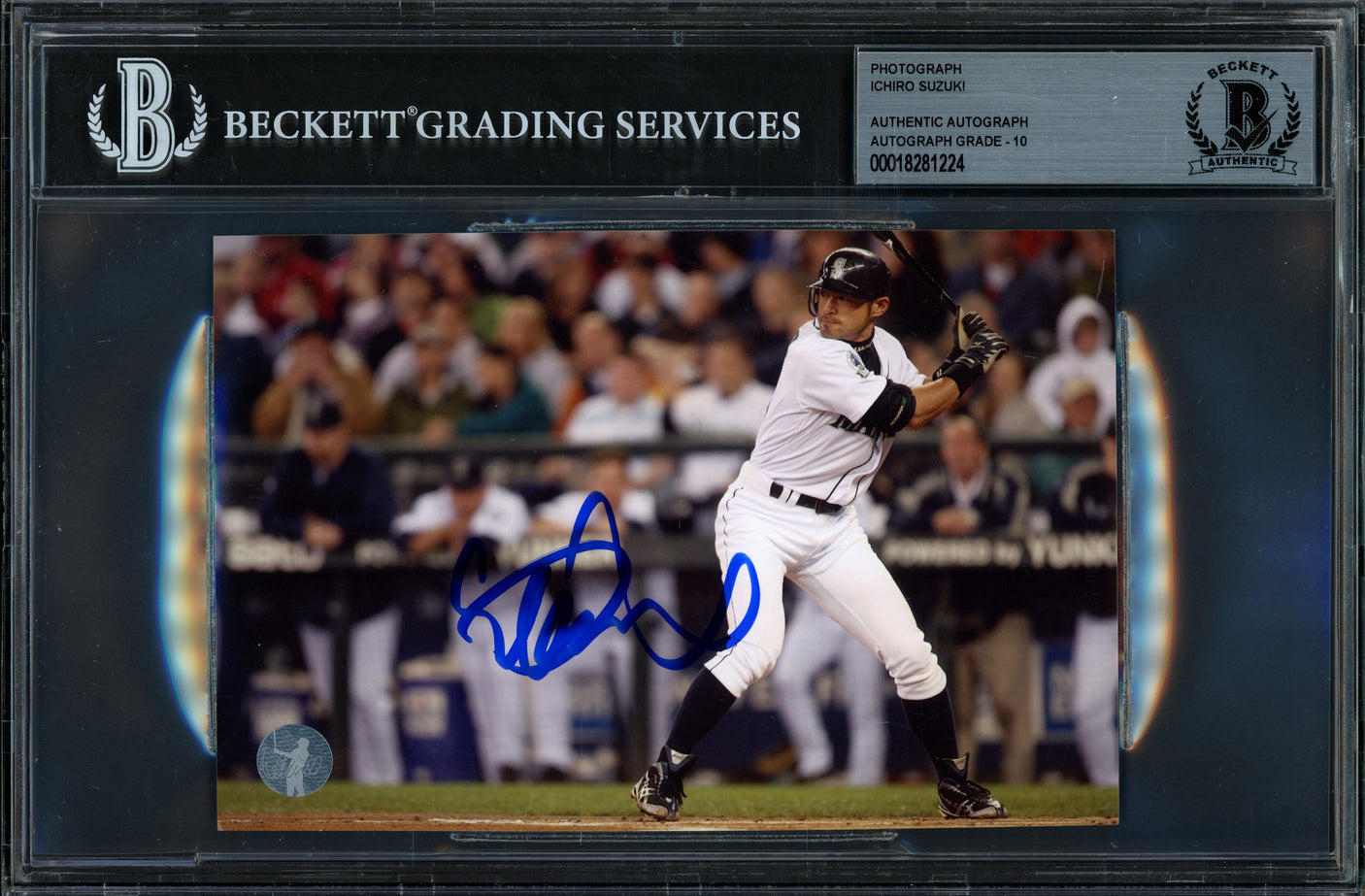 Ichiro Suzuki Autographed 4x6 Photo Seattle Mariners Auto Grade Gem Mint 10 Beckett BAS #18281224